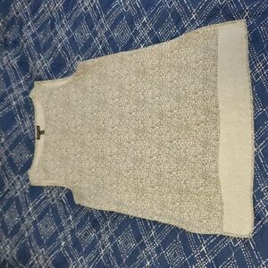 Geometric Patterned Bateau Neck Shell Tunic Tank High Low Split Hem